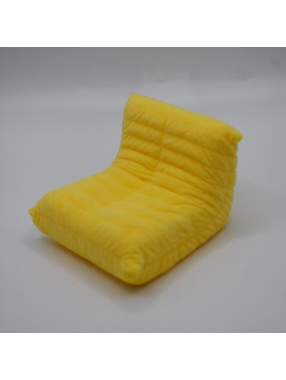 1:12 Scale Mini Togo-Style Flocked Chair- Dollhouse Modern Chair, Yellow